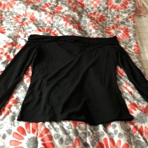 Black off shoulder long sleeve shirt
